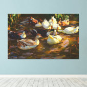Toile Canards Brown Noirs Blancs vintages Dans L'Étang (Insitu (Plancher de Bois))