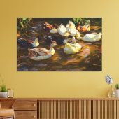 Toile Canards Brown Noirs Blancs vintages Dans L'Étang (Insitu(Salon))