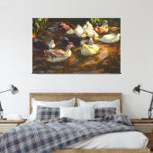 Toile Canards Brown Noirs Blancs vintages Dans L'Étang (Insitu(Chambre))