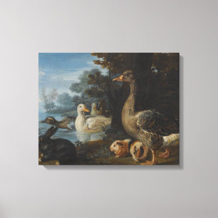Toile Canards Cochons de Guinée et un lapin dans un pays