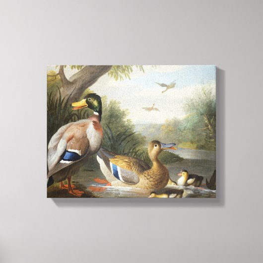 Toile Canards dans un paysage fluvial (Recto)