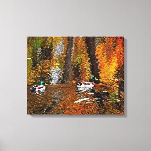 Toile Canards Mallards Aux Couleurs D'Automne (Recto)