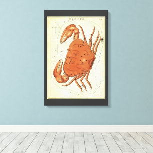 Toile Cancer Crabe Constellation Vintage, Miroir d'Urani