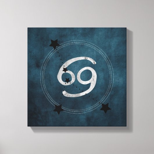 Toile Cancer Crabe turquoise constellation de zodiac arg (Recto)