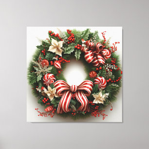 Toile Candy Christmas Wreath