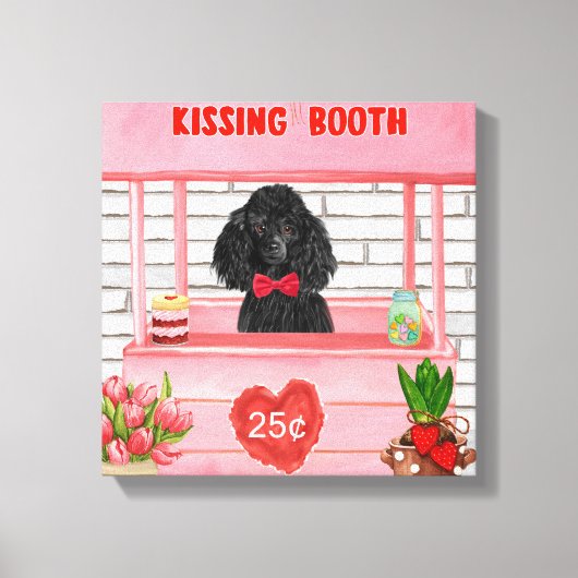 Toile caniche Chien Valentine's Day Kissing Booth (Recto)