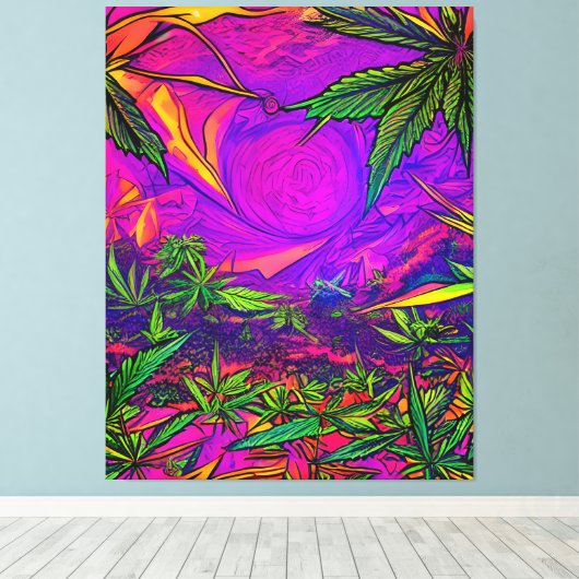 Toile Cannabis coloré psychédélique (Insitu (Plancher de Bois))