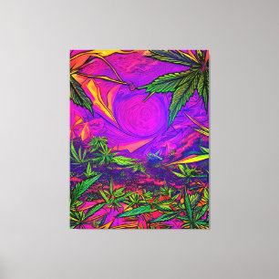 Toile Cannabis coloré psychédélique