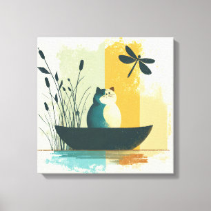 Toile Canot de chat blanc minimaliste Abstrait Lake Chub