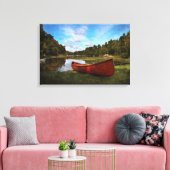 Toile Canot rouge sur la rive du lac (Insitu(Salon))