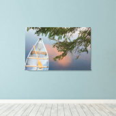 Toile Canot sur le lac au coucher du soleil, Canada (Insitu (Plancher de Bois))