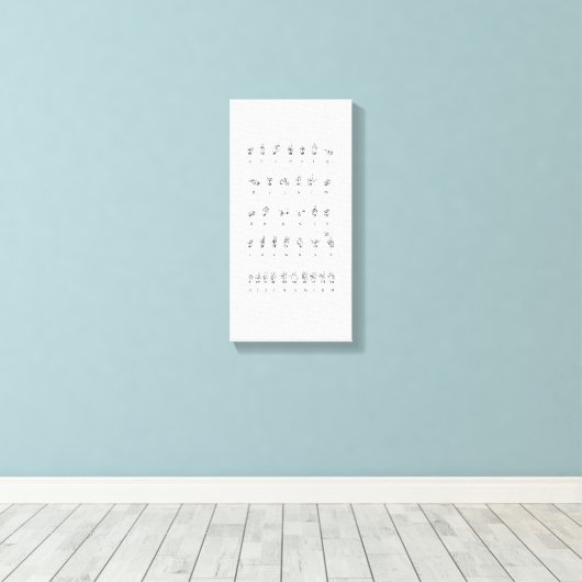 Toile Canvas American Sign Language Alphabet Numéros (Insitu (Plancher de Bois))