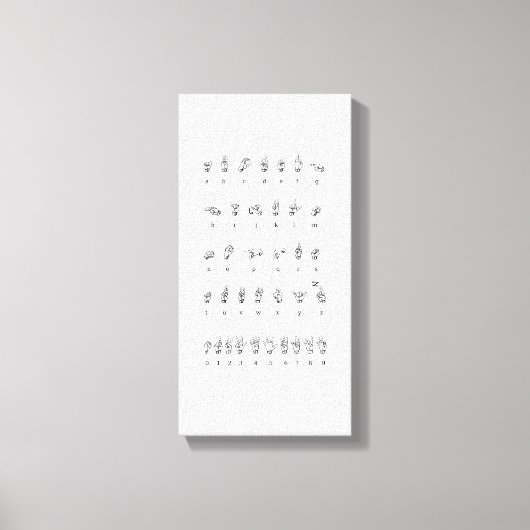 Toile Canvas American Sign Language Alphabet Numéros (Recto)