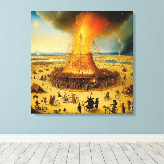 Toile Canvas Burning Man in Boschian Vision (Insitu (Plancher de Bois))