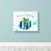 Toile Canvas cadeau de Noël turquoise Imprimer (Insitu (Plancher de Bois))