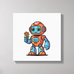 Toile Canvas Carré de dessin robotique convivial