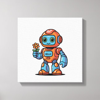 Toile Canvas Carré de dessin robotique convivial