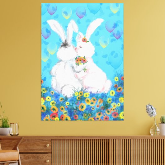 Toile Canvas d'amour doux Imprimer Bunny de couple (Insitu(Salon))