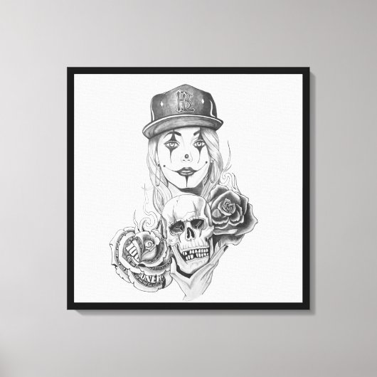 Toile Canvas d'art Chicano Imprimer noir et blanc (Recto)