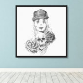 Toile Canvas d'art Chicano Imprimer noir et blanc (Insitu (Plancher de Bois))