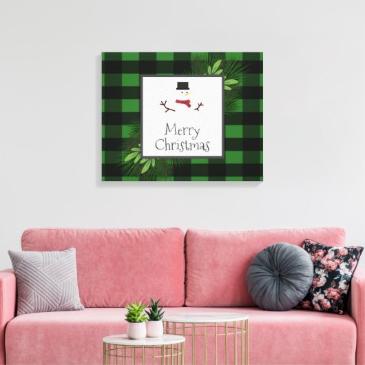 Toile Canvas de Buffalo Vert Snowman Plaid Imprimer (Insitu(Salon))