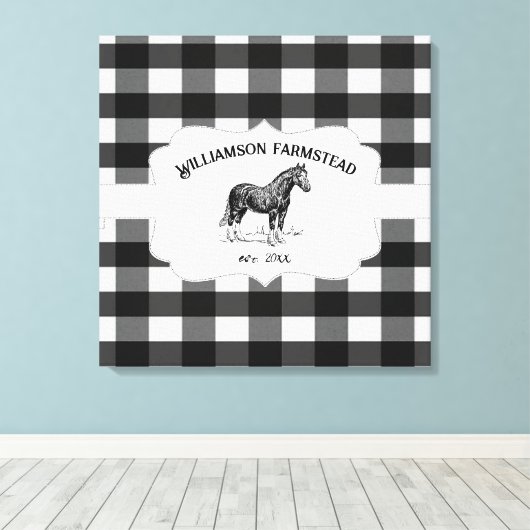Toile Canvas de Cheval de ferme à Buffalo noir Imprimer (Insitu (Plancher de Bois))
