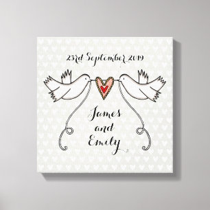 Toile Canvas de colombes personnalisées Cadeau Mariage p