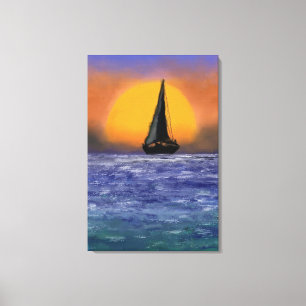 Toile Canvas de coucher de soleil de bateau à voile Impr