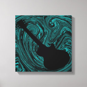 Toile Canvas de guitare Abstraite, Turquoise