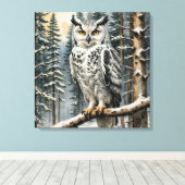 Toile Canvas de hibou d'hiver (Insitu (Plancher de Bois))