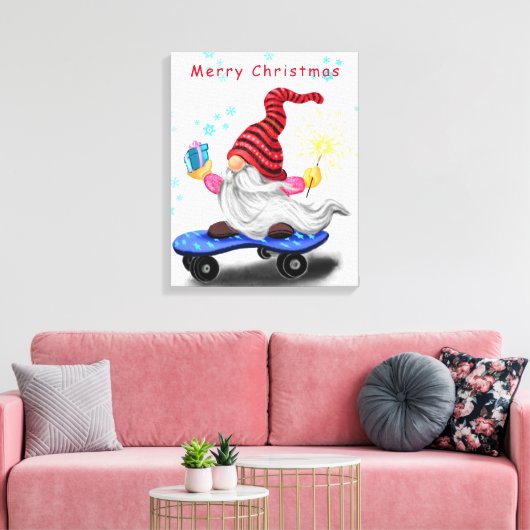 Toile Canvas de Noël Imprimer Patinage Gnome avec cadeau (Insitu(Salon))