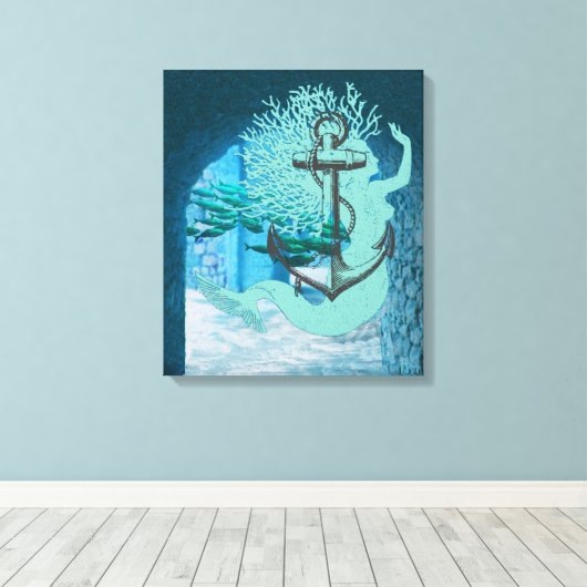 Toile Canvas De Sirène Et D'Ancre (Insitu (Plancher de Bois))