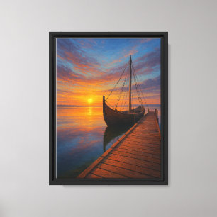Toile Canvas encadrés de bateau Viking Sunset Imprimer