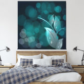 Toile Canvas enrobé Feuille turquoise Bokeh (Insitu(Chambre))