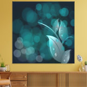 Toile Canvas enrobé Feuille turquoise Bokeh (Insitu(Salon))
