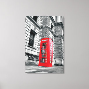 Toile Canvas enrobée de la boîte téléphonique rouge de L