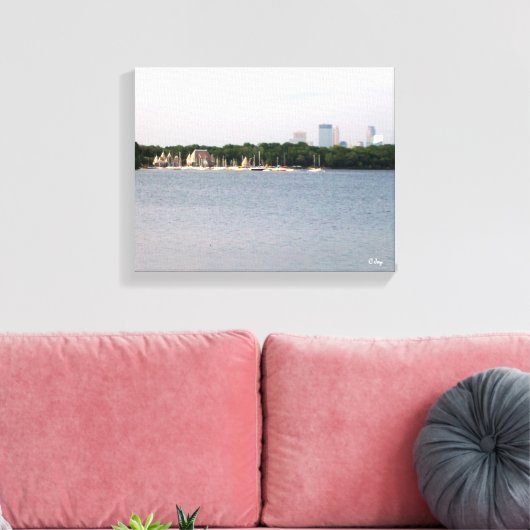 Toile CANVAS : Lake Harriet Parkway & Mpls, Skyline, MN_ (Insitu(Salon))