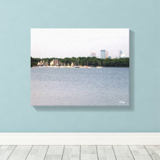 Toile CANVAS : Lake Harriet Parkway & Mpls, Skyline, MN_ (Insitu (Plancher de Bois))