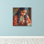 Toile Canvas Print (Beading a Moccasin) (Insitu (Plancher de Bois))