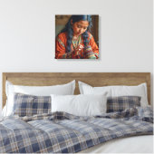Toile Canvas Print (Beading a Moccasin) (Insitu(Chambre))