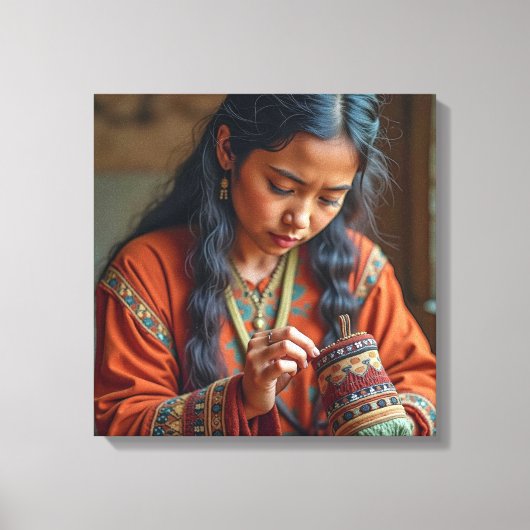 Toile Canvas Print (Beading a Moccasin) (Recto)