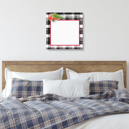 Toile Canvas Signature 20"x20" Camion XMAS Baffalo Plaid (Insitu(Chambre))