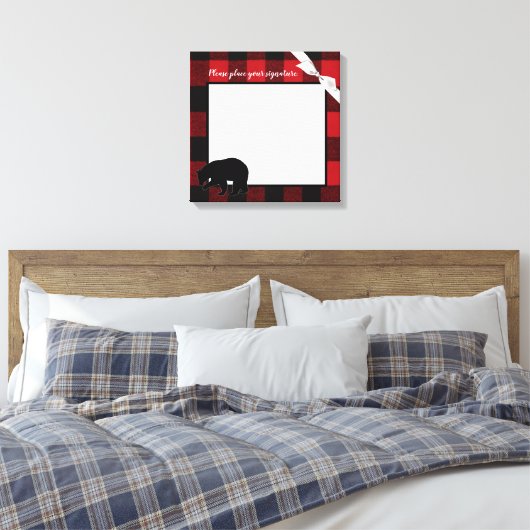 Toile Canvas Signature 20"x20" Ours rouge Buffalo plaqué (Insitu(Chambre))