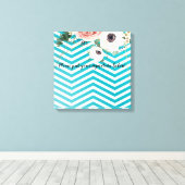 Toile Canvas Signature 20"x20" Rose géométrique Chevron (Insitu (Plancher de Bois))