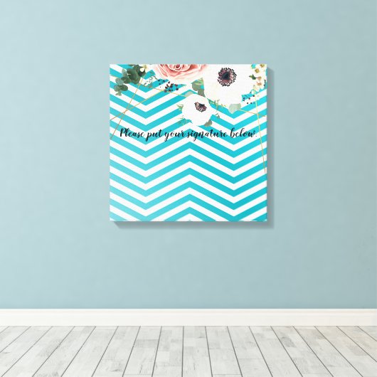 Toile Canvas Signature 20"x20" Rose géométrique Chevron (Insitu (Plancher de Bois))