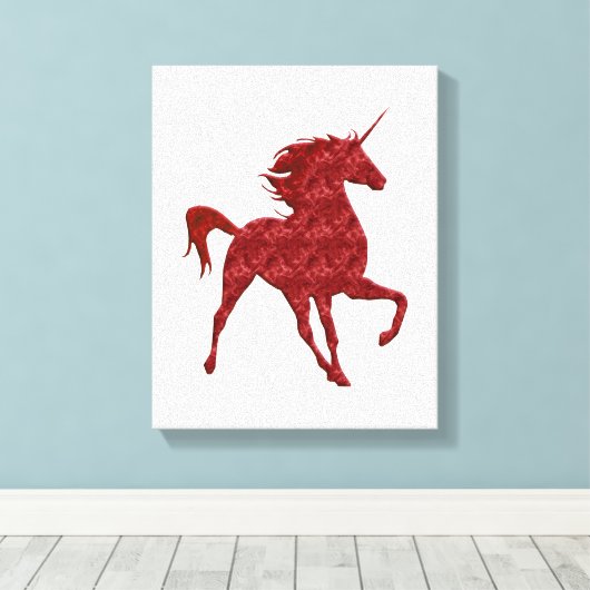 Toile Canvas Unicorne magique rouge Imprimer (Insitu (Plancher de Bois))