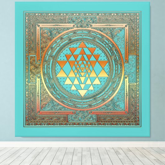 Toile canvas yoga manala chakra or symbole turquoise (Insitu (Plancher de Bois))