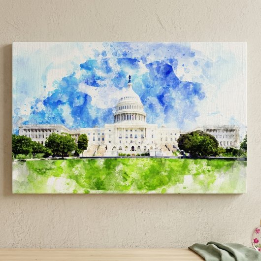 Toile Capitole des États-Unis à Washington DC Aquarelle