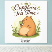 Toile Capybara à l'heure du thé | Capybara mignon buvant (Insitu (Plancher de Bois))