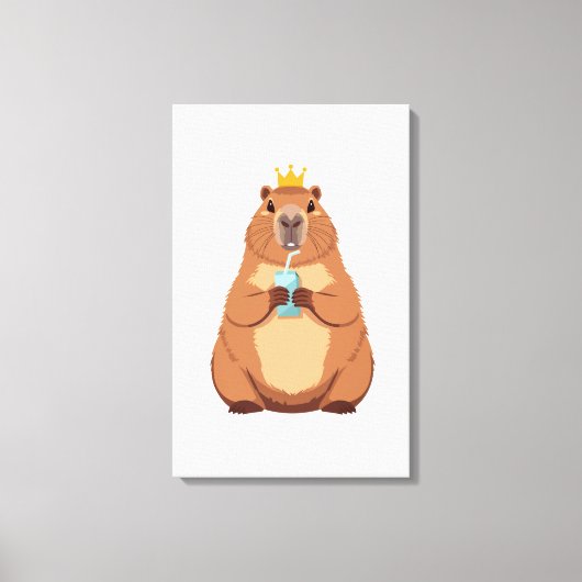 Toile Capybara King Canvas, Cute Animal Wall Art for Kid (Recto)